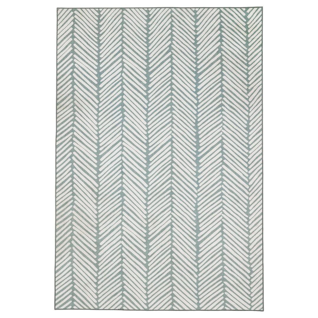ikea omtanksam rug flatwoven green light grey 133x195 cm furniture home living home decor carpets mats flooring on carousell