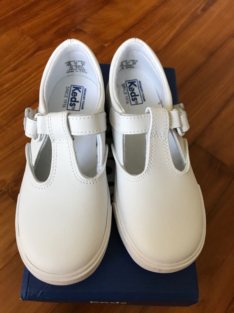 Keds Girls White School Shoes (US12M 