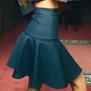 KOOKAI black scuba ruffle mini skirt