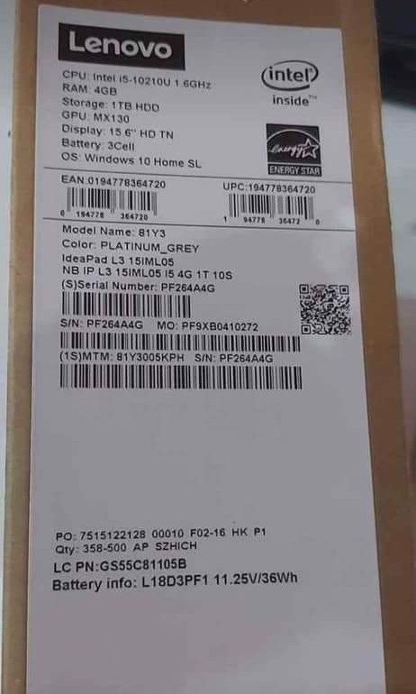 Lenovo Ideapad L3 15iml05 I5 Electronics Computers Laptops On Carousell