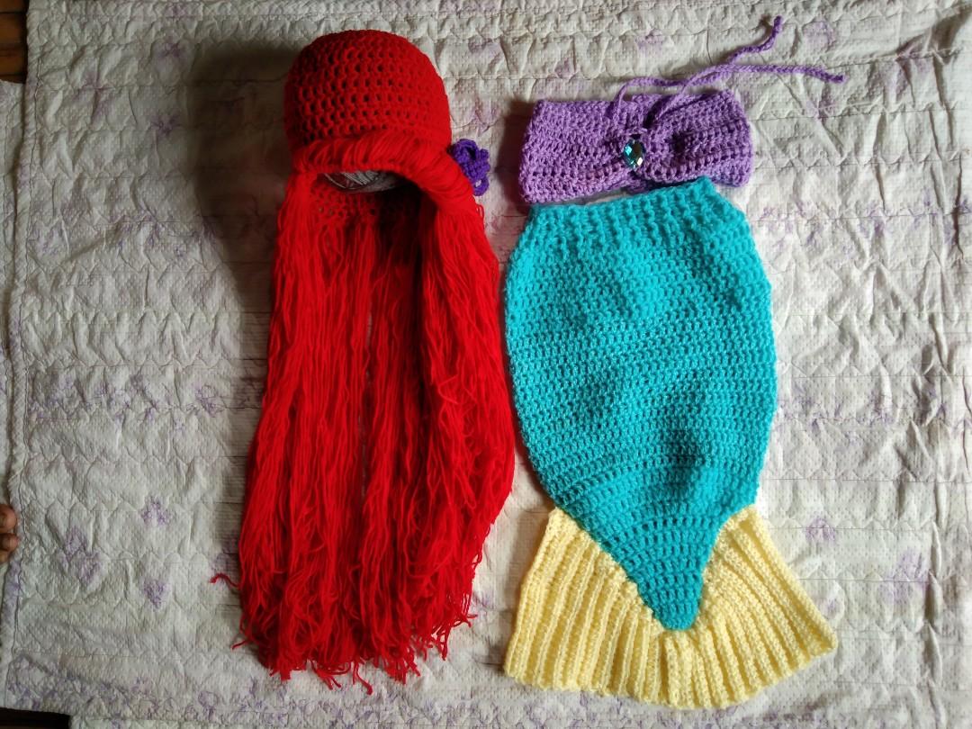 Mermaid Crochet Costume (Category: Babies & Kids Fashion) located in San Miguel. Submitted by lianna_andrea (Listing ID 1011885539, Image 1). Description: Crochet costume for pictorial Made to order 750 set (bra, mermaid tail and wig) 500 mermaid tail and bra only 350 wig only Due to Covid 19 pandemic, expect delay in delivery. My only available courier for now is either JRS or LBC for faster delivery. #mermaidtail #mermaidcostume #photoprops #pi