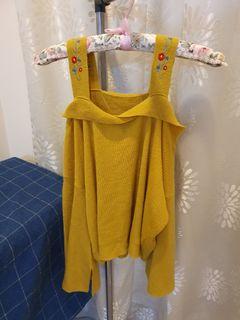 Mustard Yellow Off Shoulder Sweater Knit Top Women S Fashion
