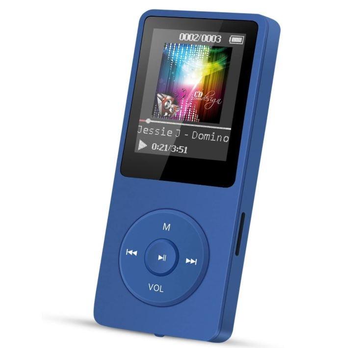 AGPTEK A02 8GB MP3 Player, 70 Hours Playback Lossless Sound Music Player,  Supports up to 128GB, Dark Blue