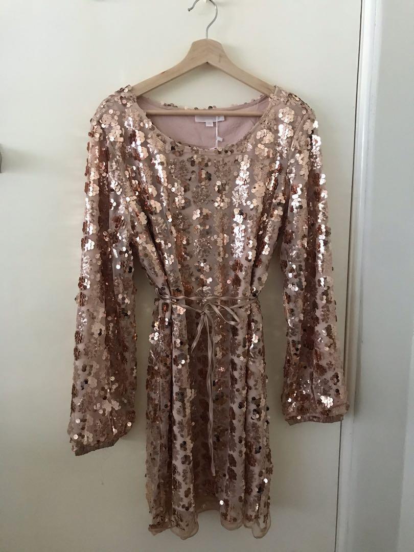 gold sequin dress size 18