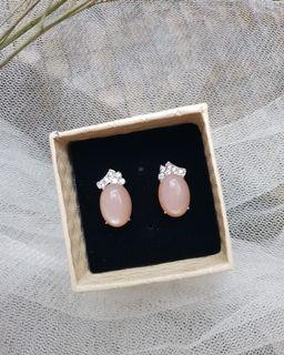 Pink Moonstone with Cubic Zirconia