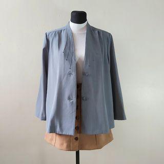 Powder Blue Collarless Blazer Women S Fashion Clothes Outerwear
