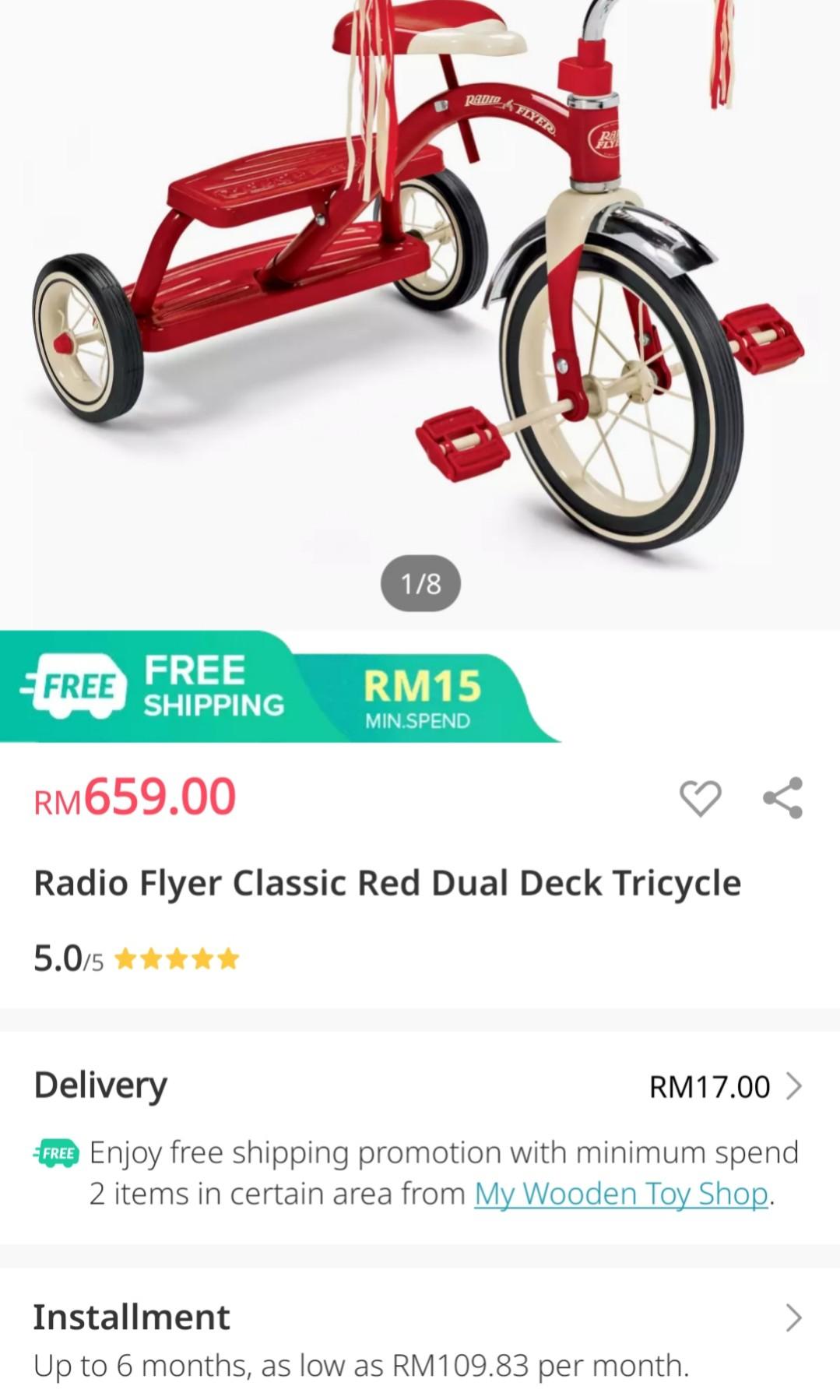 classic pink dual deck tricycle