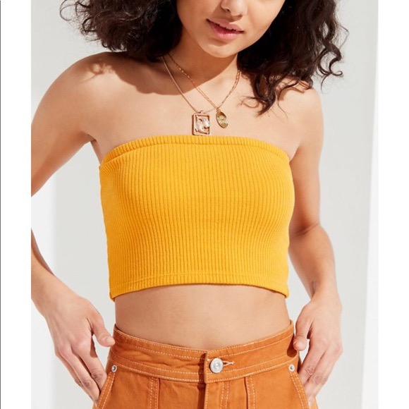 yellow ribbed tube top