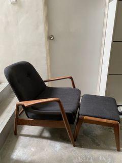 Scandinavian Solid wood single seater w ottoman