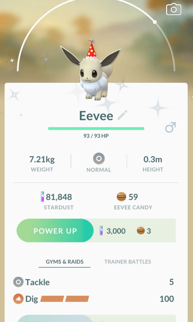 Trading shiny eevee safari hats in pokemon go