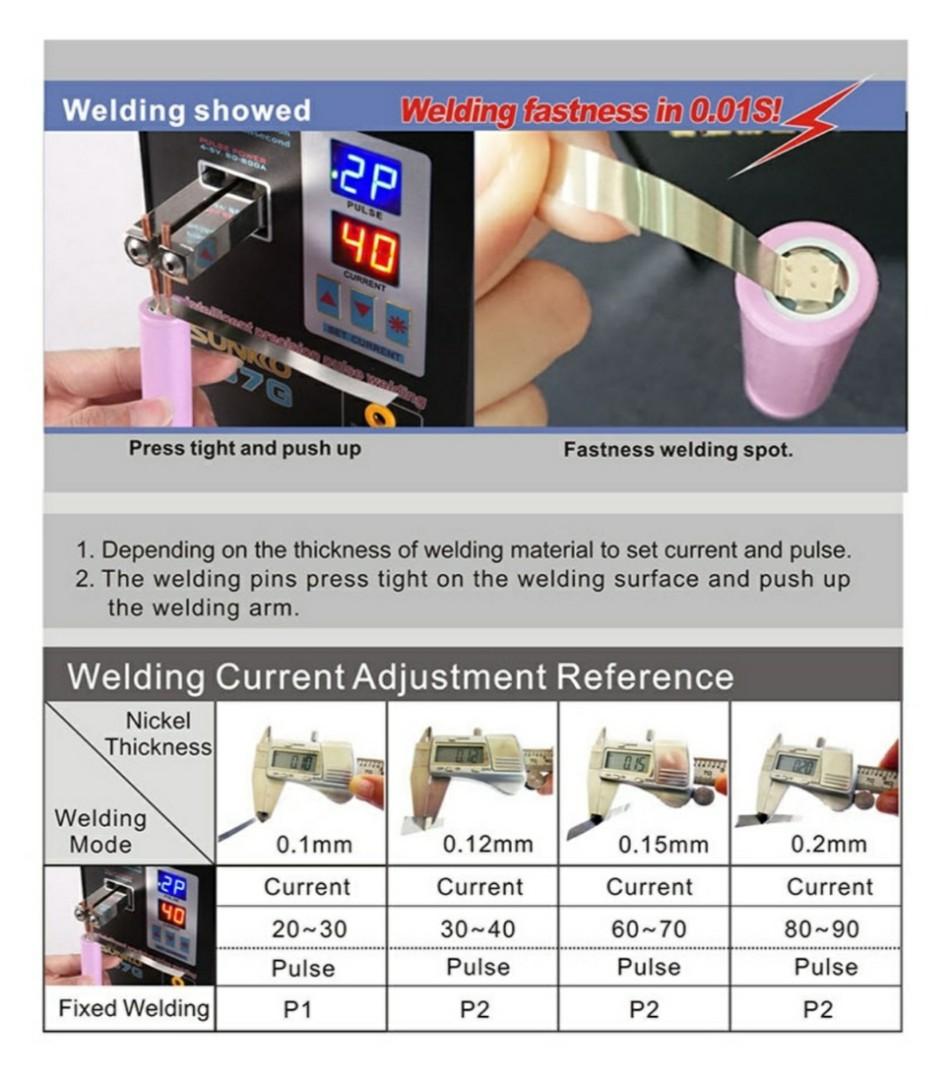 SUNKKO 737G 220V Battery Spot Welder Hand Held Welding Machine with ...