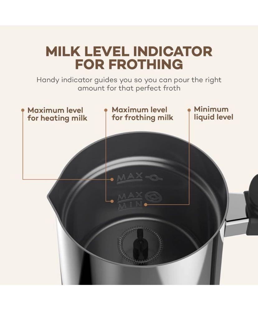 VAVA VAEB008 Milk Frother, Electric Steamer, Stainless Steel, Foam