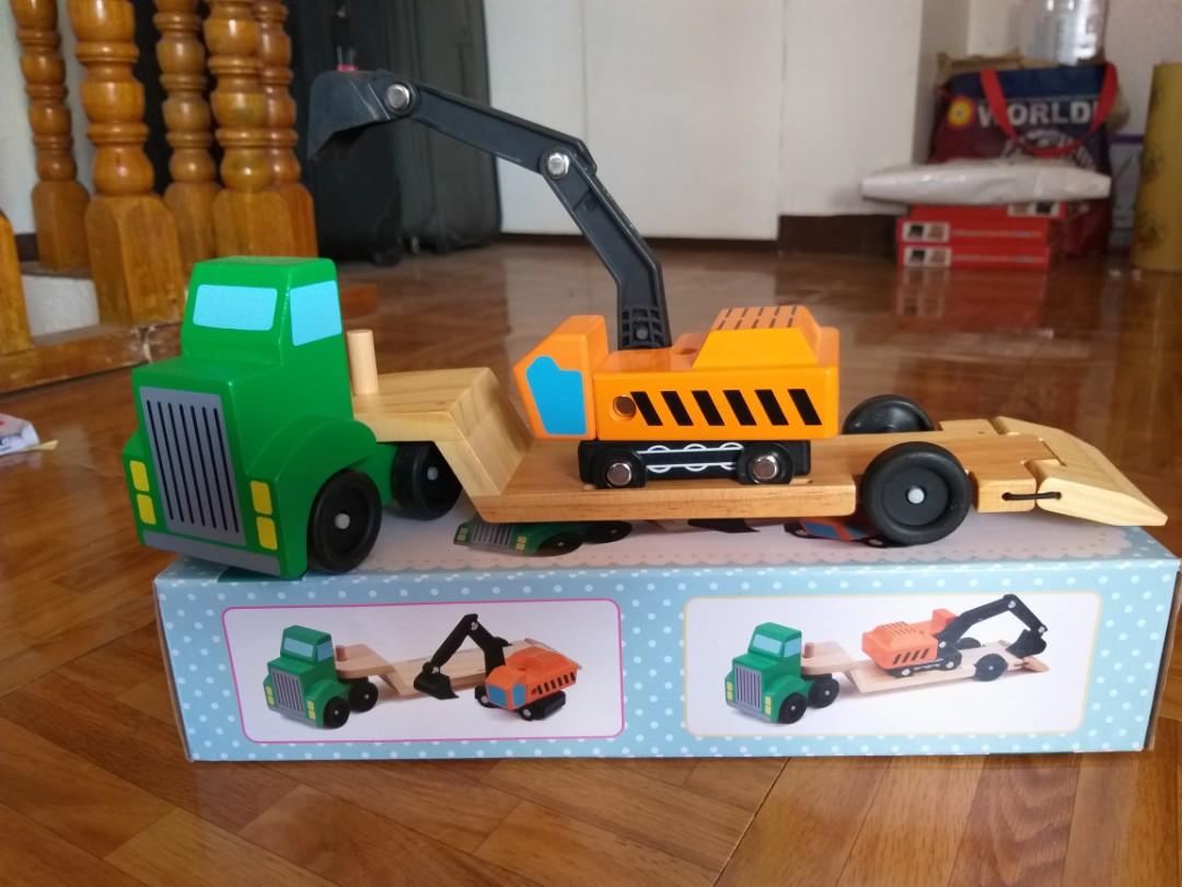 wooden excavator toy
