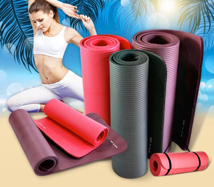 Yoga Mat NBR Yoga Mat / Extra Thick 10mm premium Yoga Mat / Free Straps