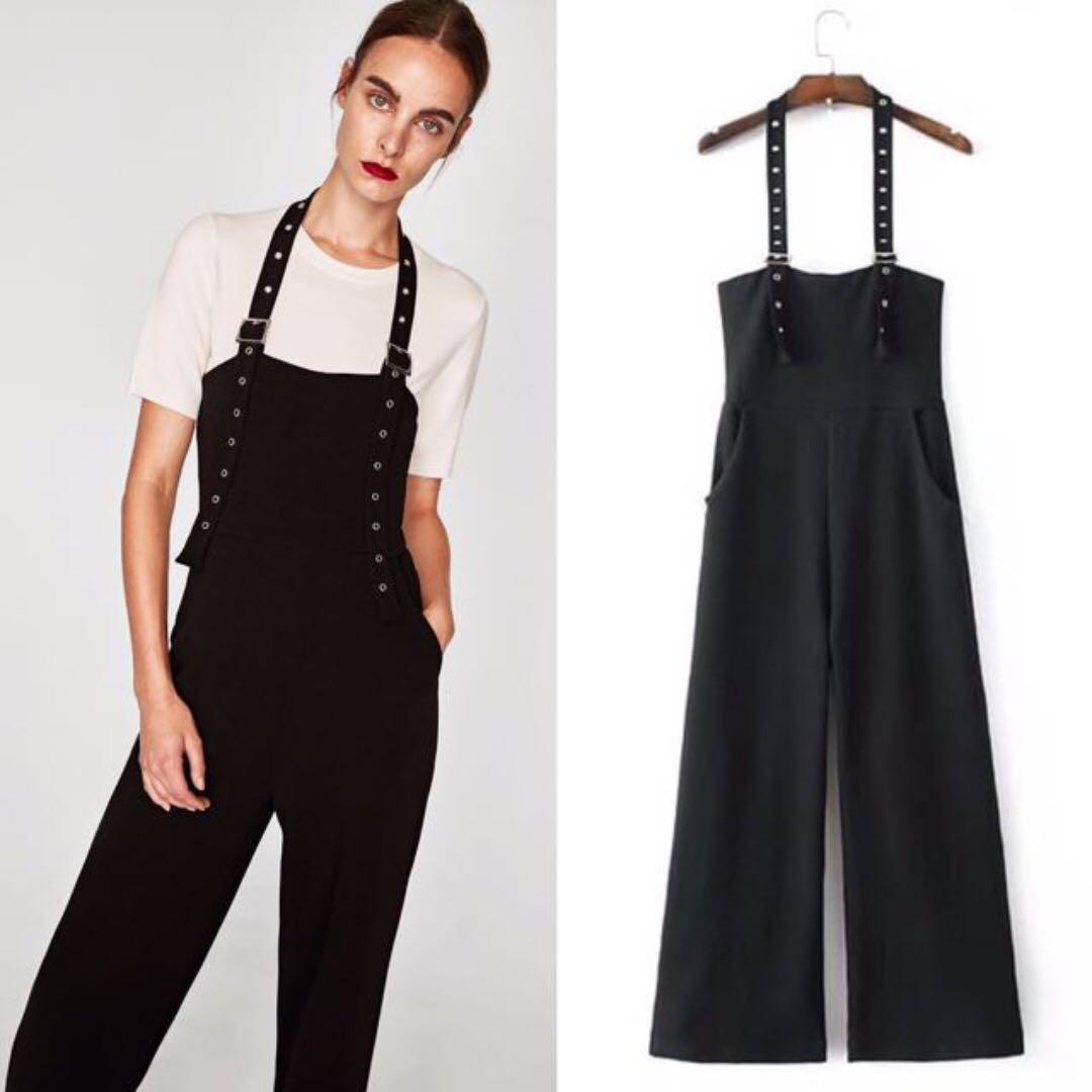 Zara Black Buckle Jumpsuit, Women's