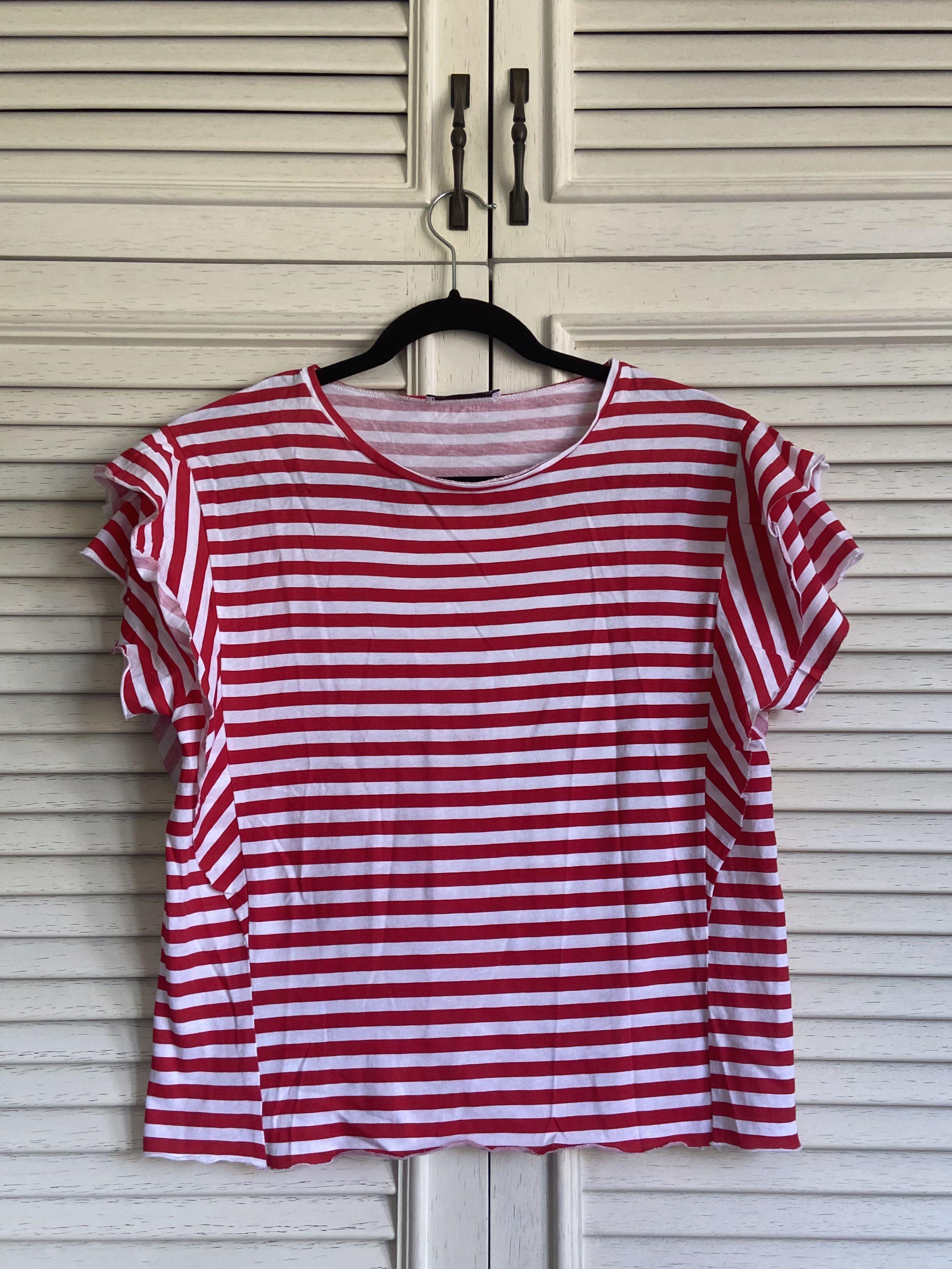 zara red and white striped shirt