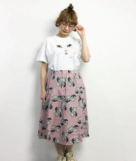 日系粉色印花半身裙