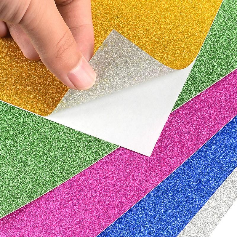 A4 glitter sticker paper, gold glitter sticker, silver glitter, 80 gsm, Hobbies & Toys
