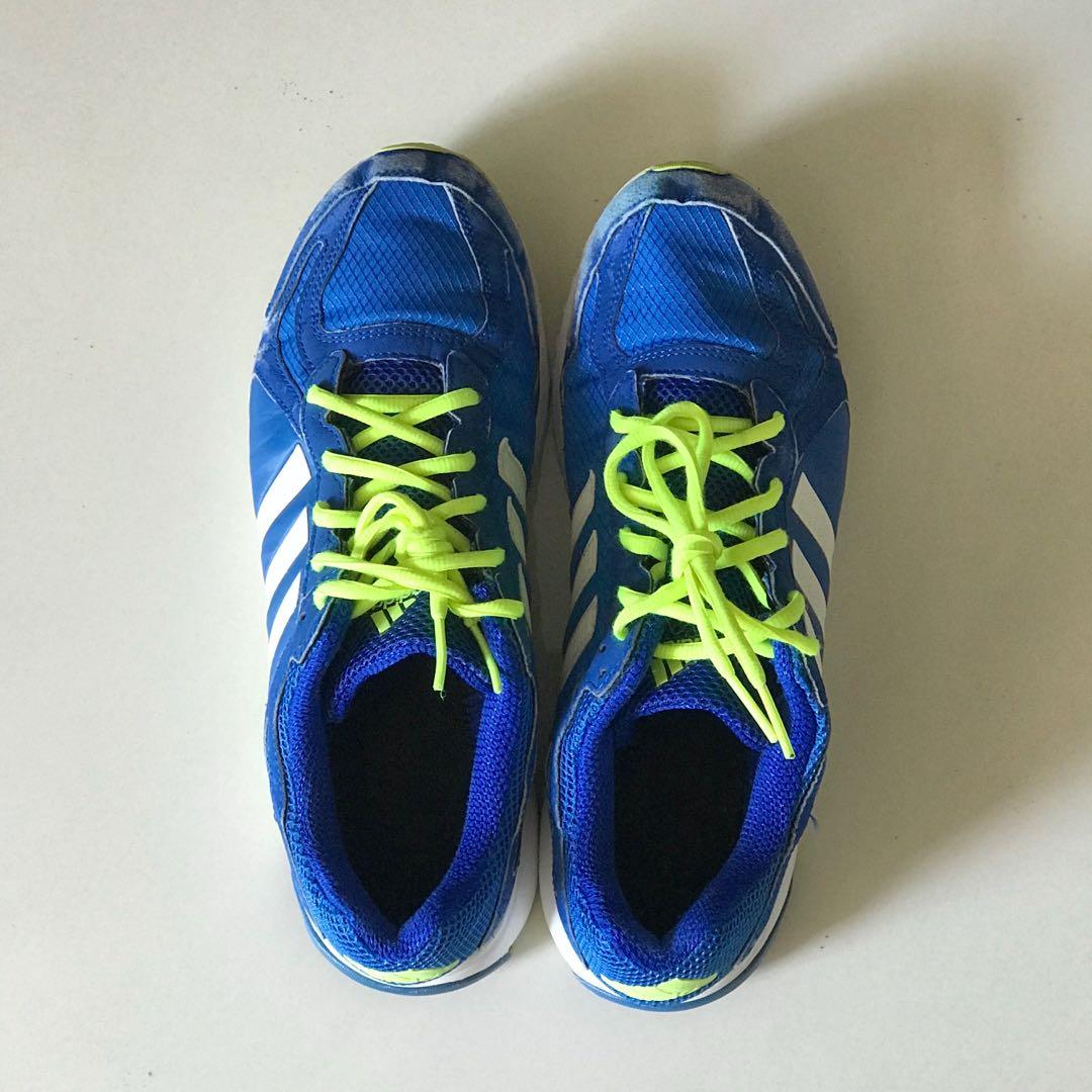 Adidas blue and top lime green shoes