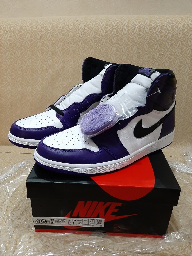 court purple jordan 1 size 10