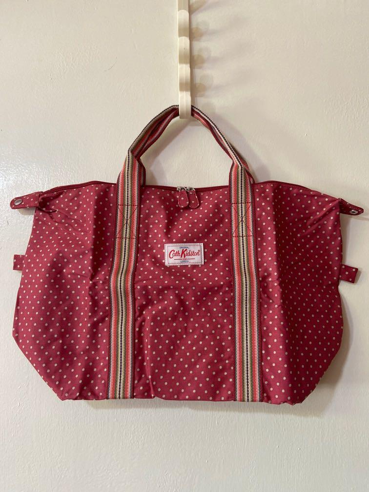 Authentic Cath Kidston Red Polka Dots Foldaway Bag with zipper