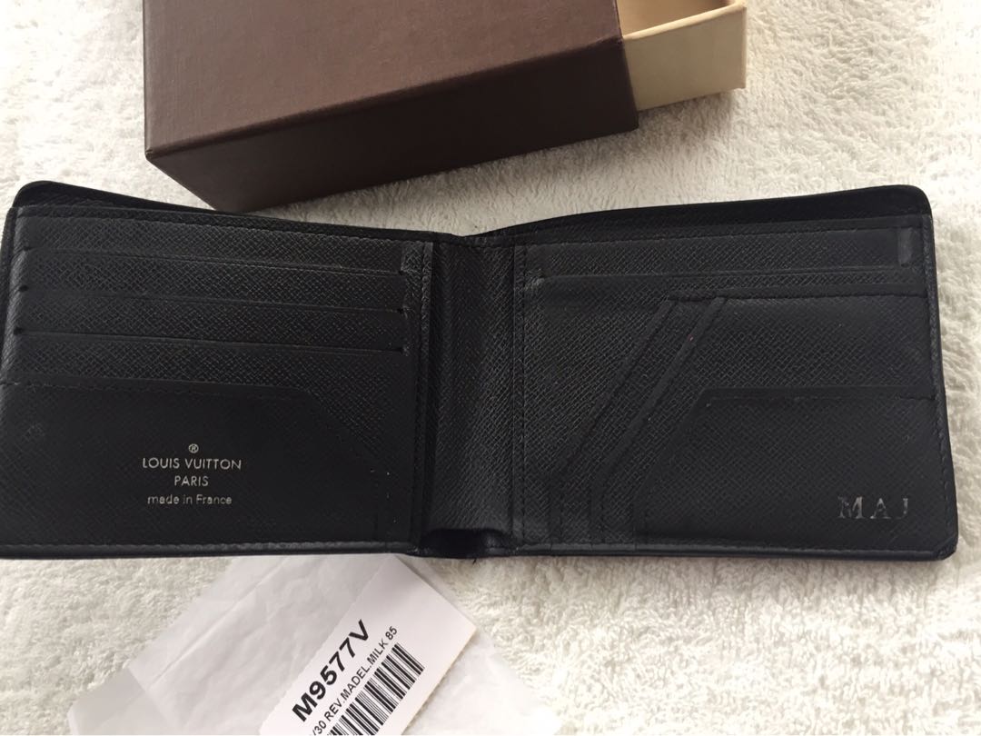 Hot-stamped initials in LV Victorine wallet
