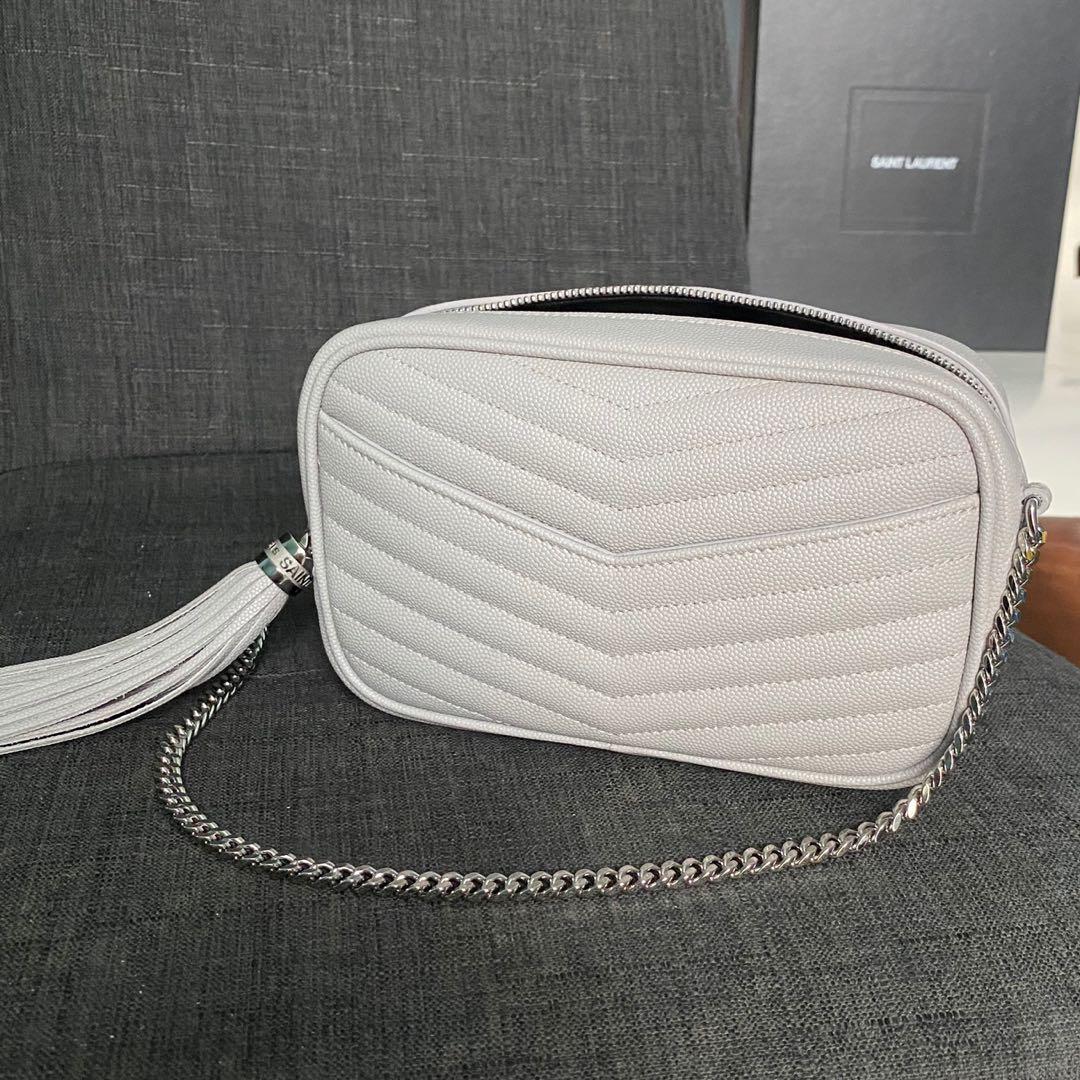 Authentic YSL Lou Mini Leather Crossbody Bag (GREY), Women's Fashion