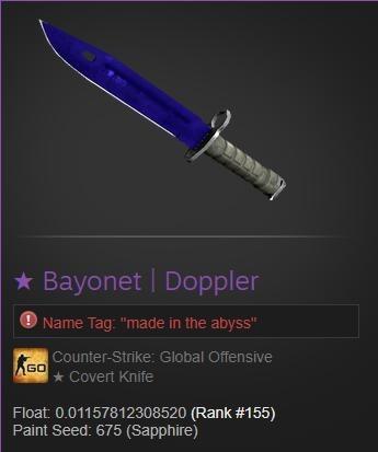 Bayonet Sapphire CSGO, Toys & Games, Video Gaming, Video Games on Carousell