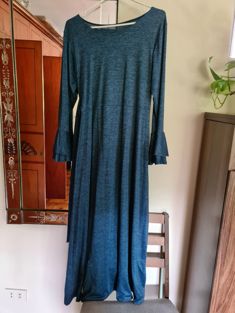 blue maxi dresses with sleeves