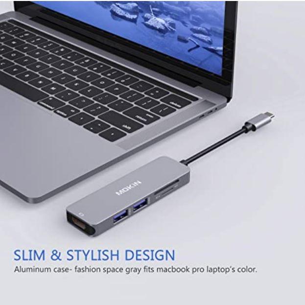 Brand New Mokin A1505 Usb C Hdmi Adapter For Macbook Pro 2016 2017 5 In 1 Usb C To Hdmi Output Sd Microsd Card Reader 2 X Usb 3 0 Space Gray Electronics Computer Parts Accessories