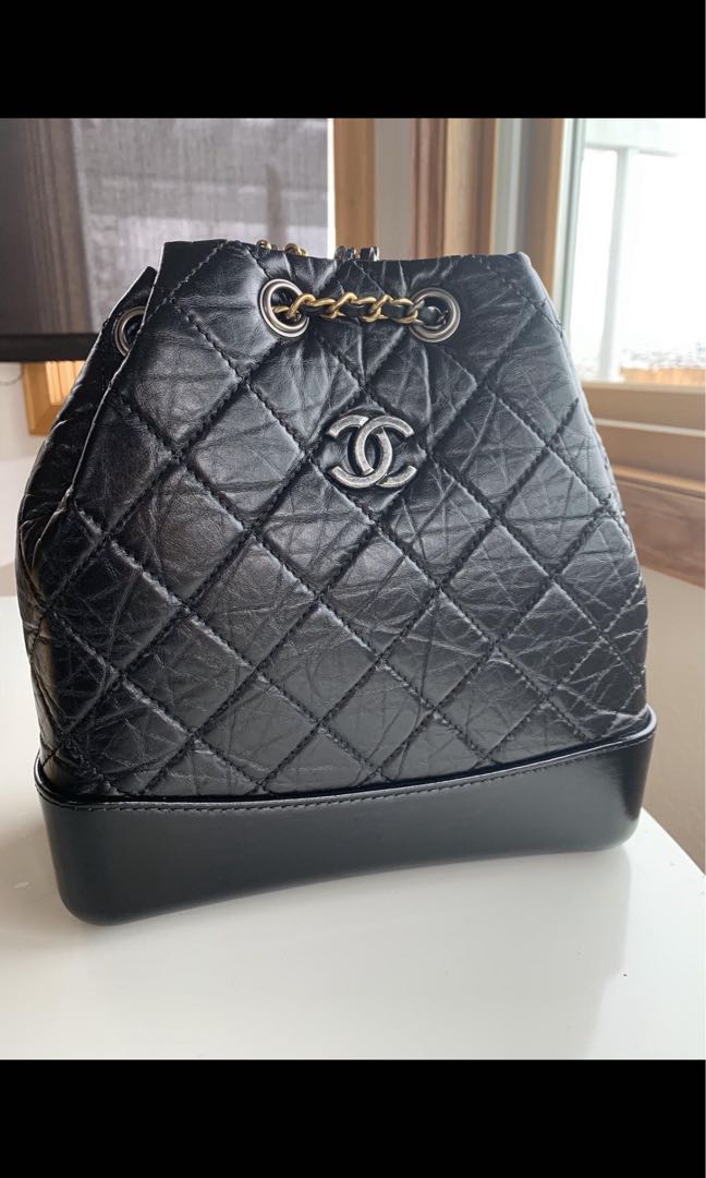 Chanel A94485 Y61477 Gabrielle Small Backpack Black Calfskin Small