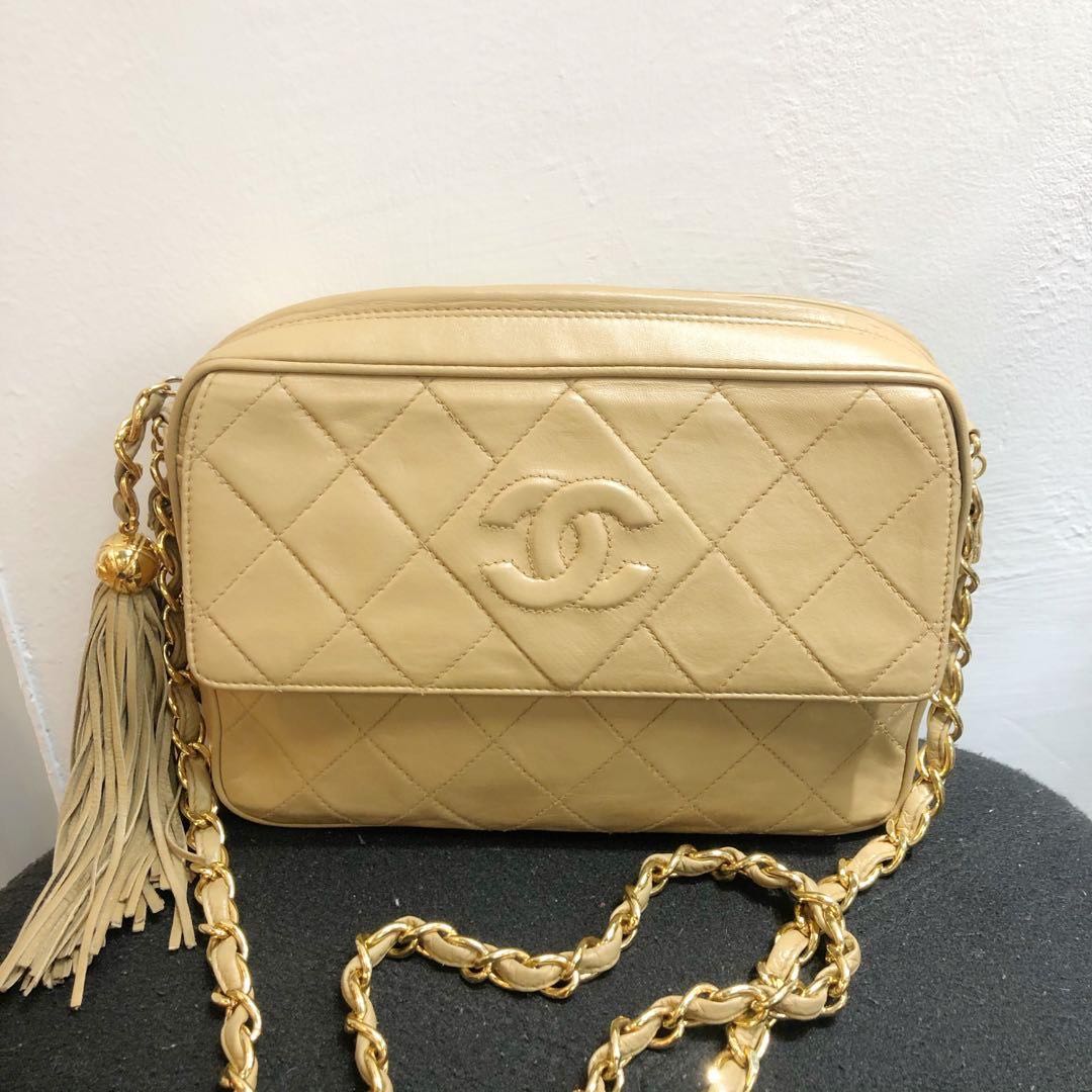 Chanel Vintage Camera Bag Beige, Luxury, Bags & Wallets on Carousell