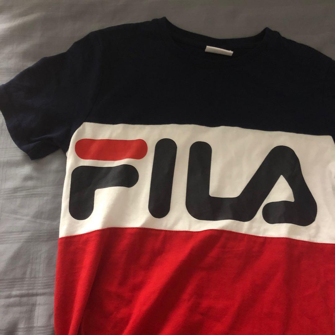 fila tri colour red white blue tee shirt top