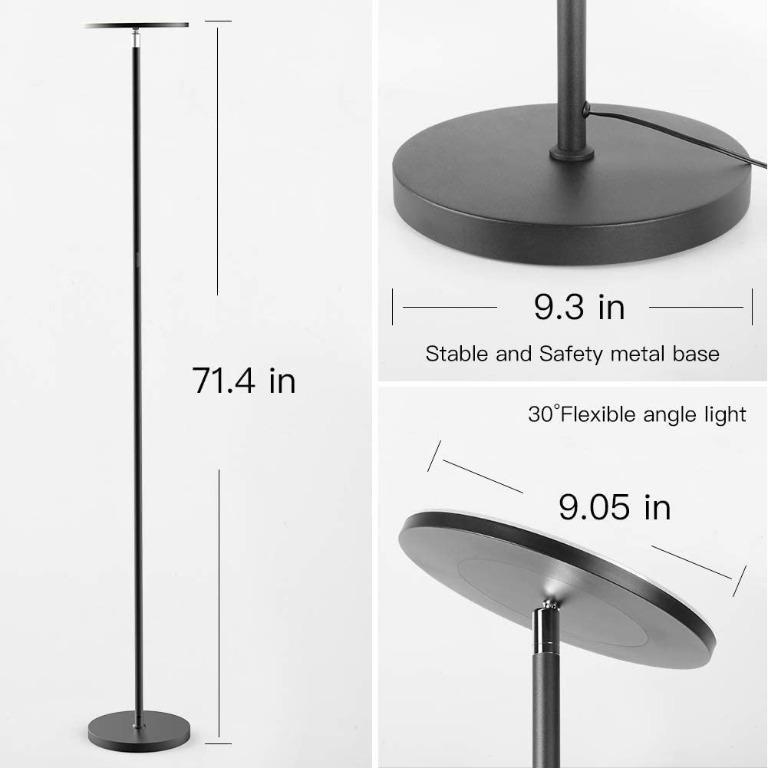 Floor Lamp Led Floor Lamps For Living Room Tall Torchiere Floor Lamps Stepless Dimmable Modern Pole Reading Standing Lamp For Offices Bedroom Teckin Daylight Floor Lights Black Electronics Others On Carousell