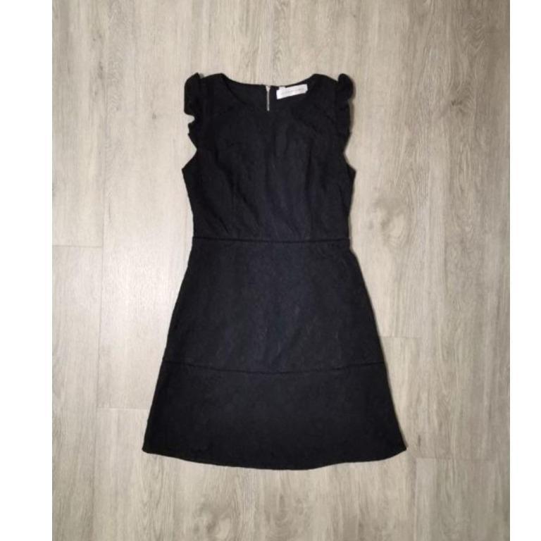 Free Mail Black Dress With Ruffled Short Sleeves Women S Fashion