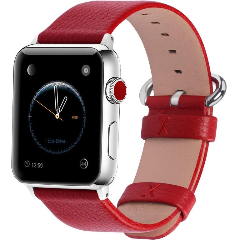Fullmosa Compatible Iwatch Strap 42mm 38mm 40mm 44mm Leather Apple Watch Band Strap For Apple Watch Series 5 4 3 2 1 42mm Red Watch Not Included Electronics Others On Carousell