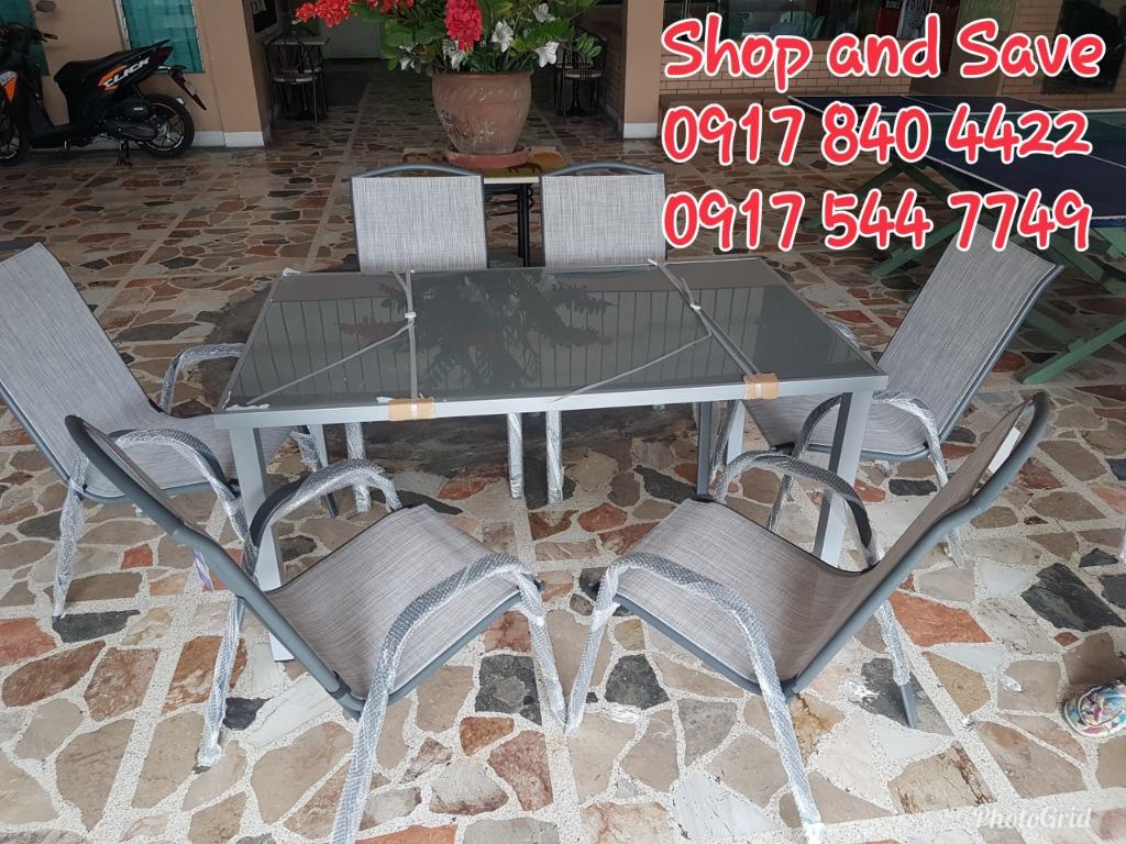 Garden Set 6 Seater with Rectangular Table and Stackable Chairs