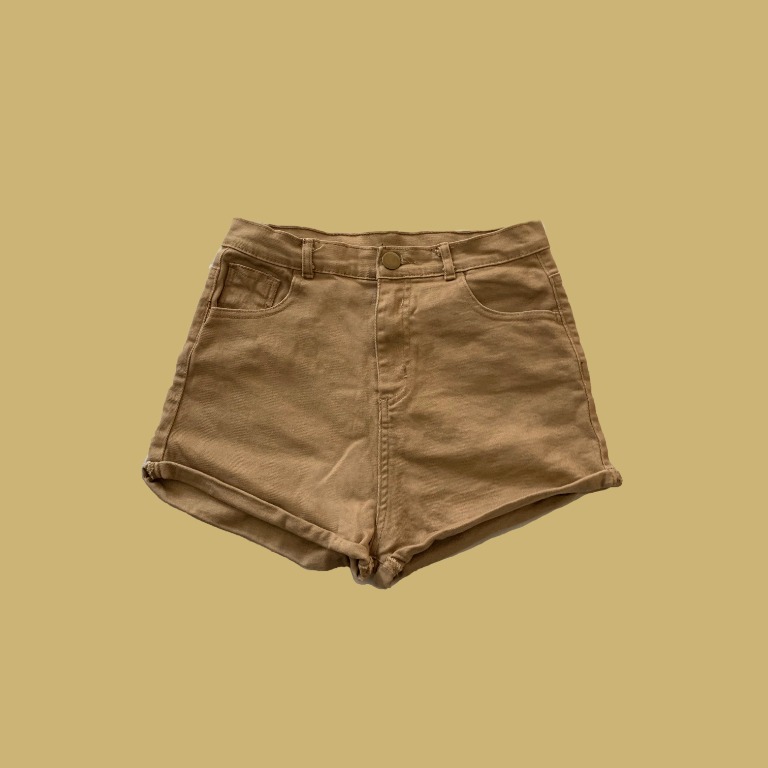 Tan denim shorts clearance