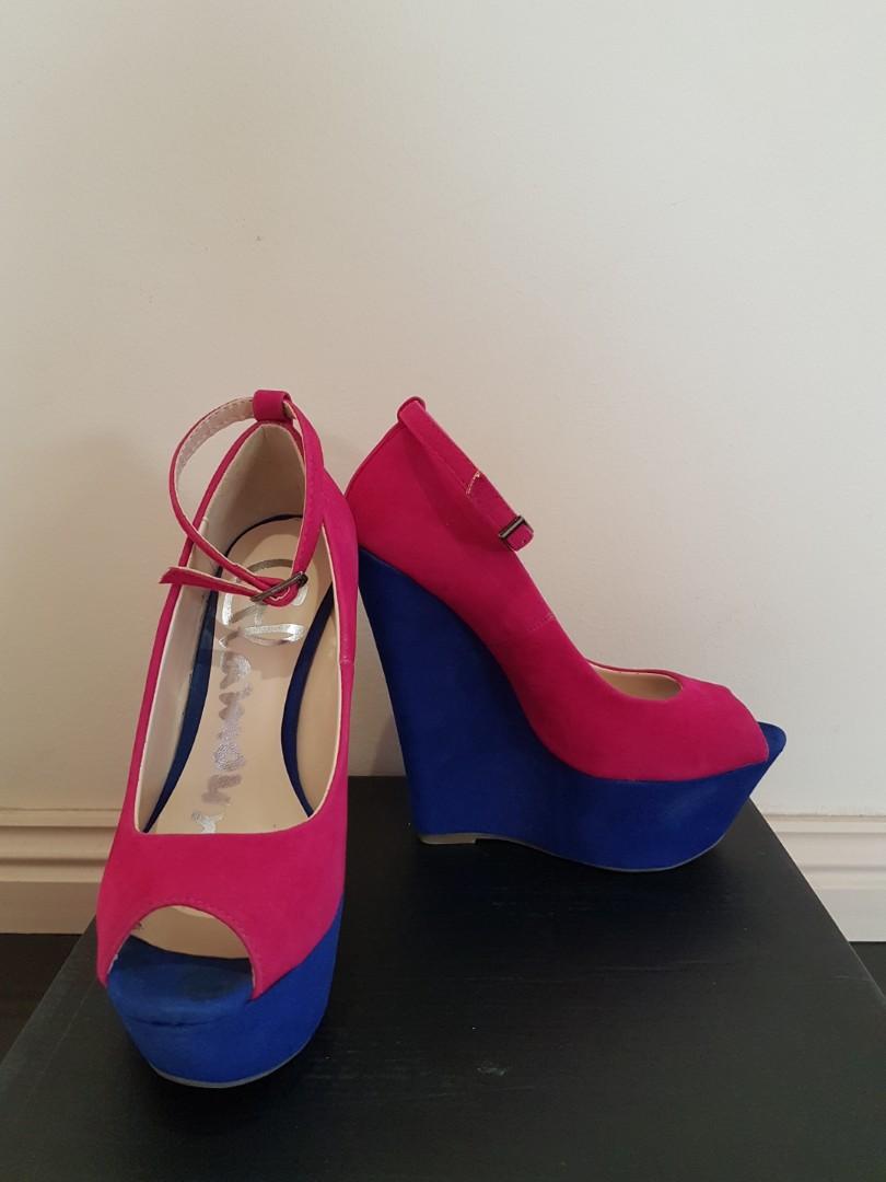 pink and blue heels