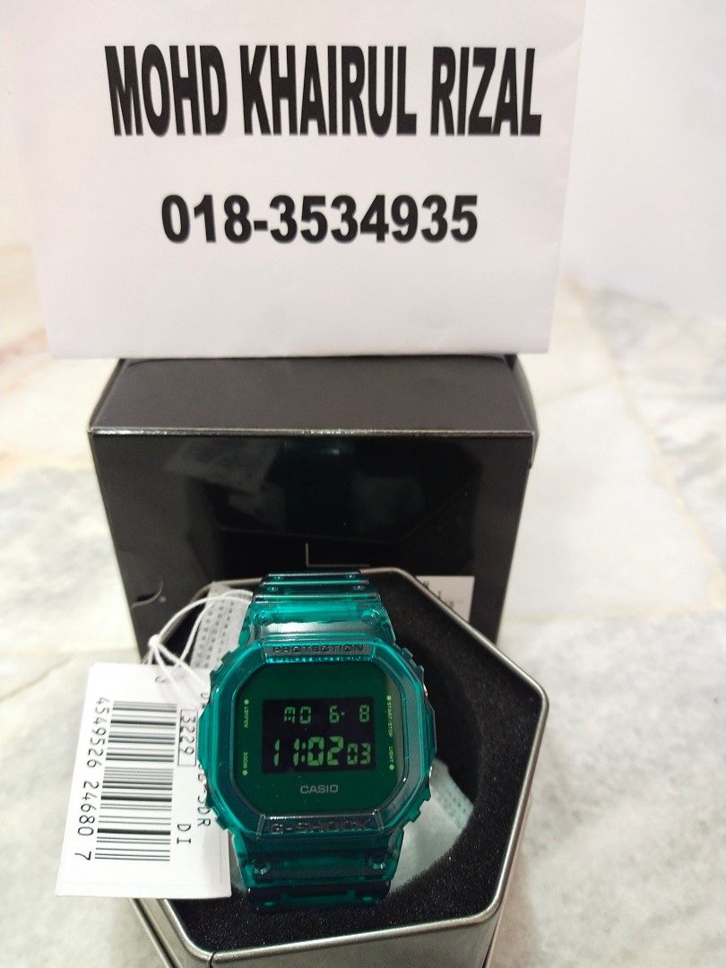 Gshock petak jelly hijau DW5600SB 3 Men s Fashion Watches