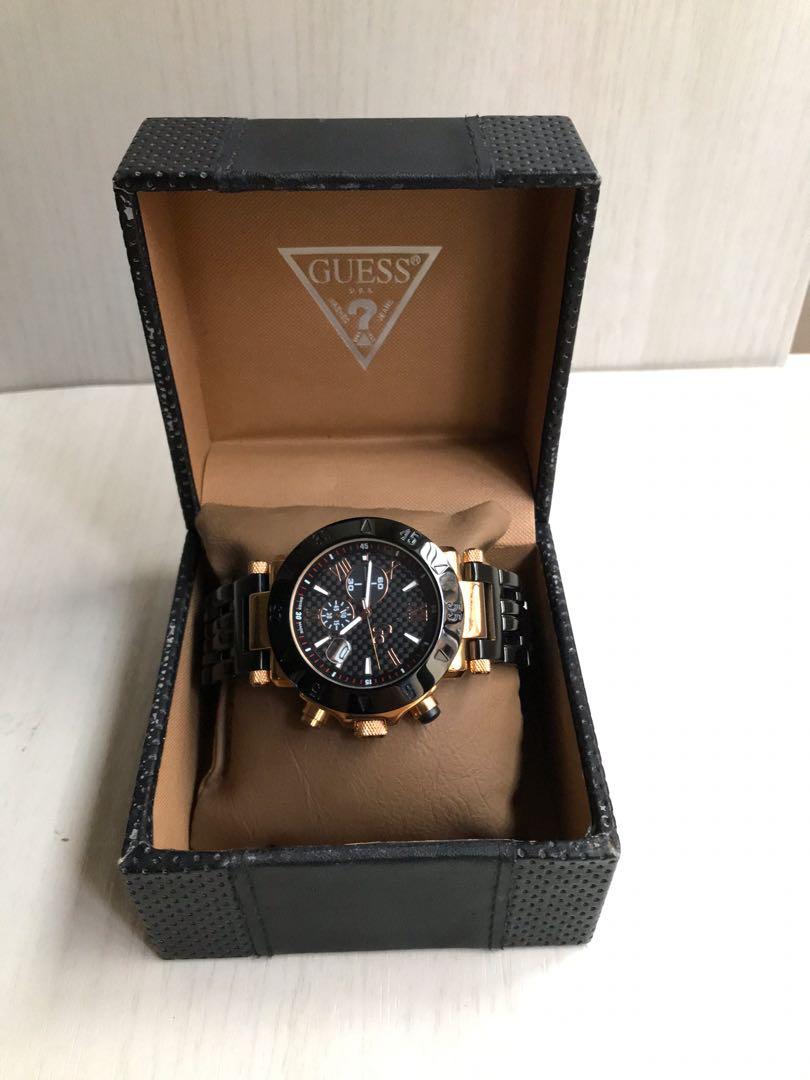 Guess GC Watch Black Gold Mewah GC46500G Barang Mewah Jam Tangan