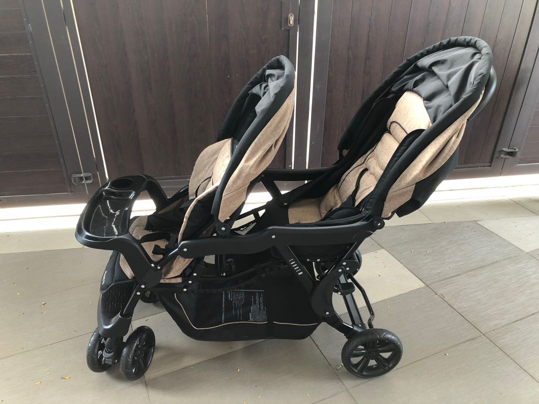 Junior Tandem Twin Stroller Babies Kids Going Out Strollers