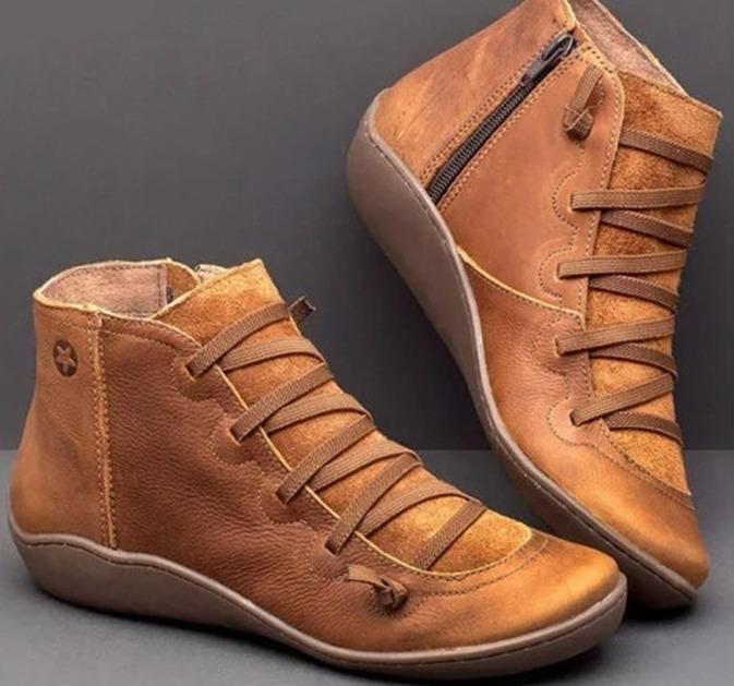 womens leather lace up ankle boots flat