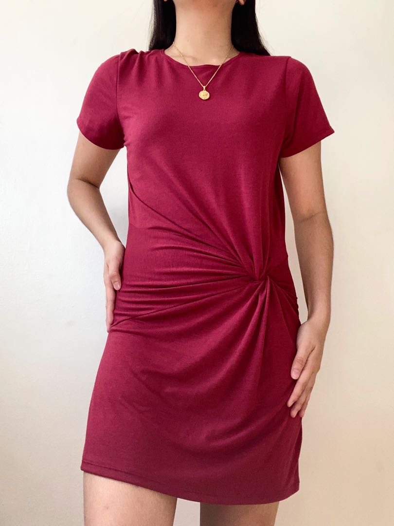 maroon tshirt dress
