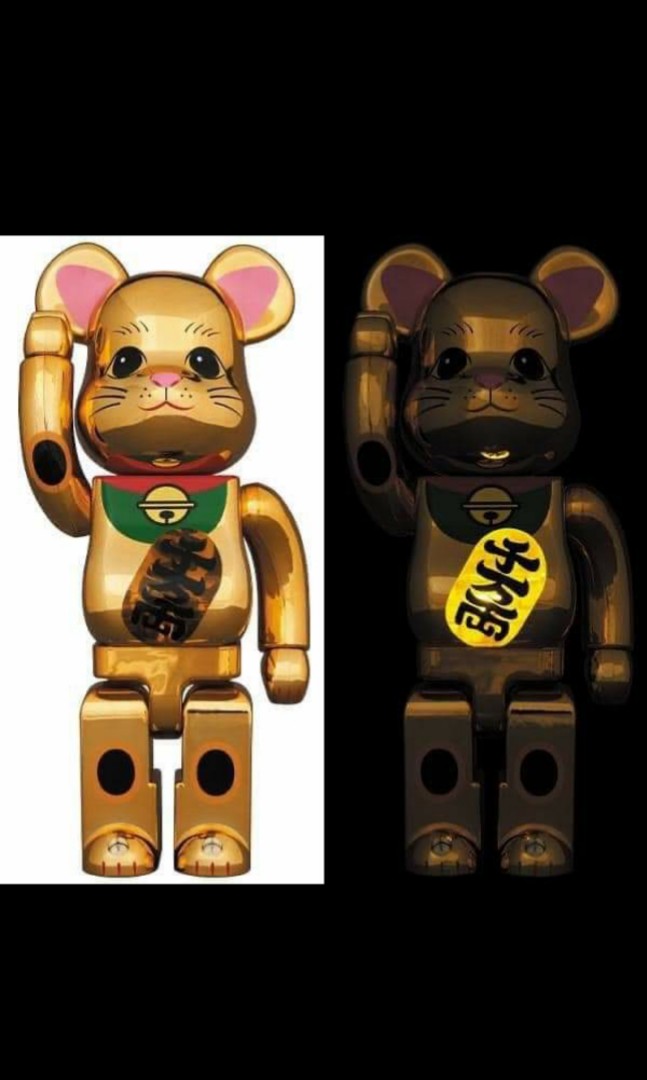 Medicom Toy 電鍍金色招財貓bearbrick 發光千萬兩400 Be Rbrick Figure 玩具 遊戲類 玩具 Carousell