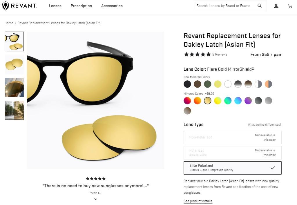 Oaklay Latch Asian Fit Revant Optics replacement Polarized