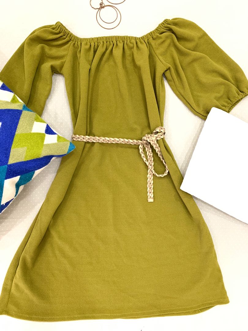 Off Shoulder Olive Green Dress Women S Fashion Clothes Dresses Skirts On Carousell