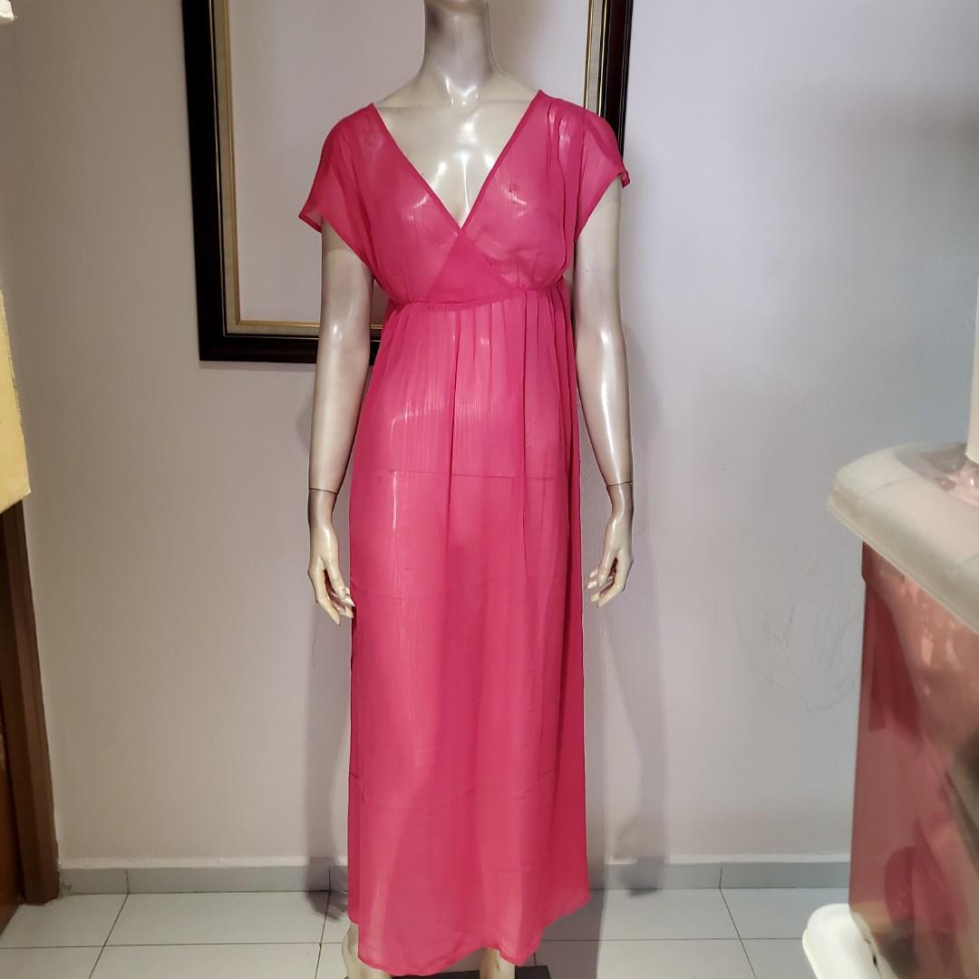 navy and pink maxi dress
