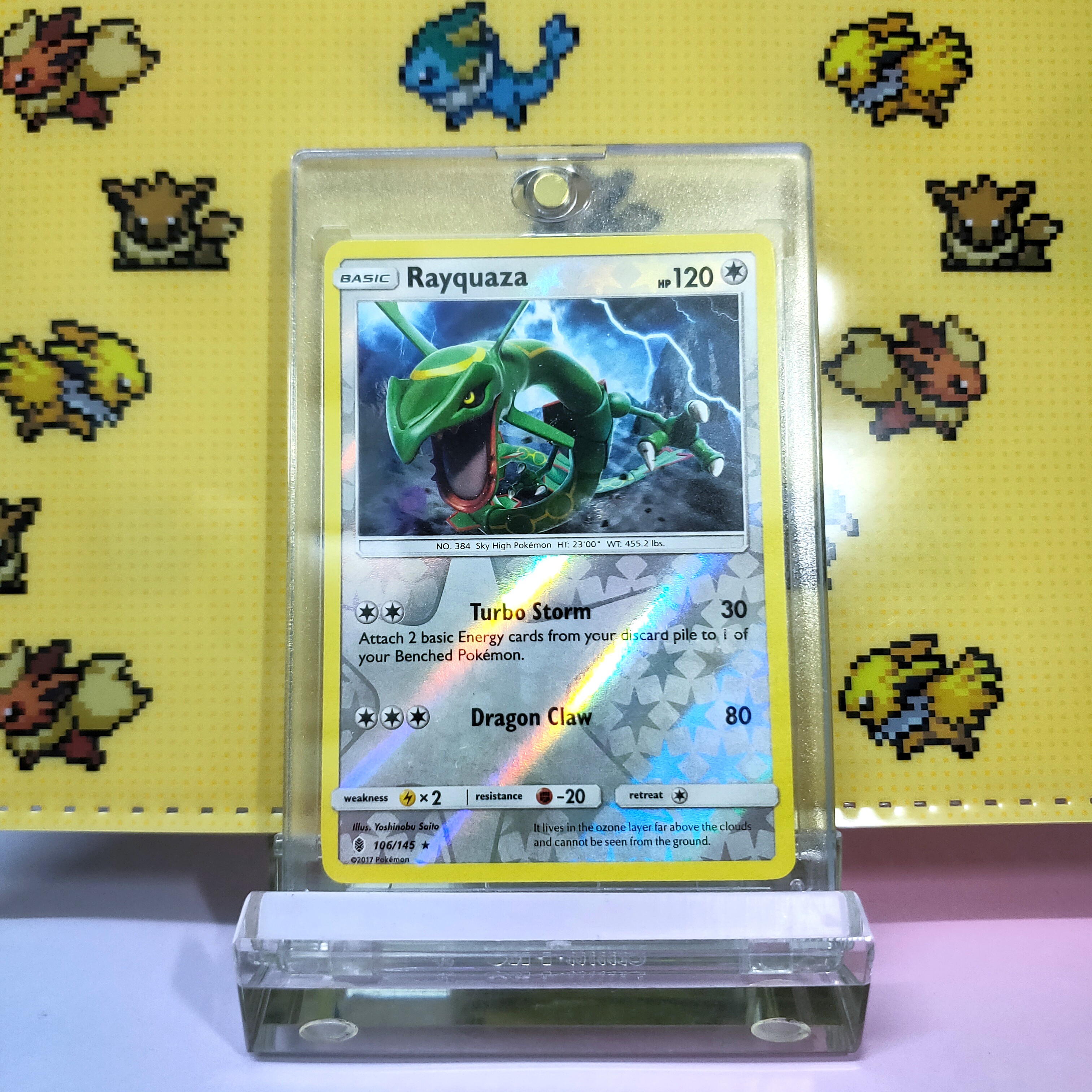 Toploader 2017 Pokemon Rayquaza 106/145 Non Holo Guardians Rising Extra Protection Near Mint 