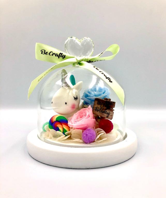 Unicorn Happy Birthday Preserved Flower Arrangement Gardening Flowers Bouquets On Carousell